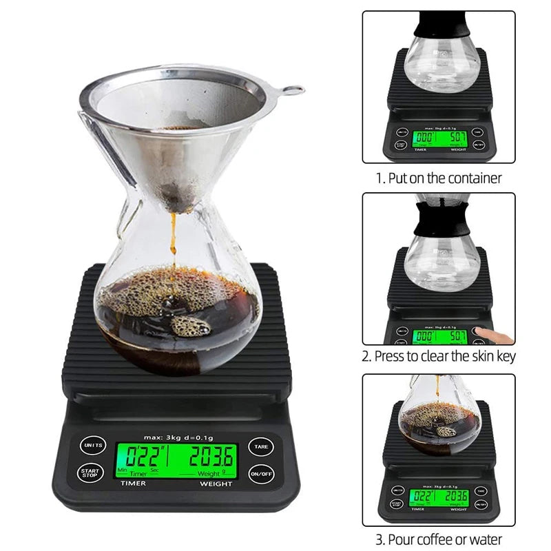 Precision Coffee Scale with Timer - Digital Kitchen Scale 5kg/0.1g Accuracy