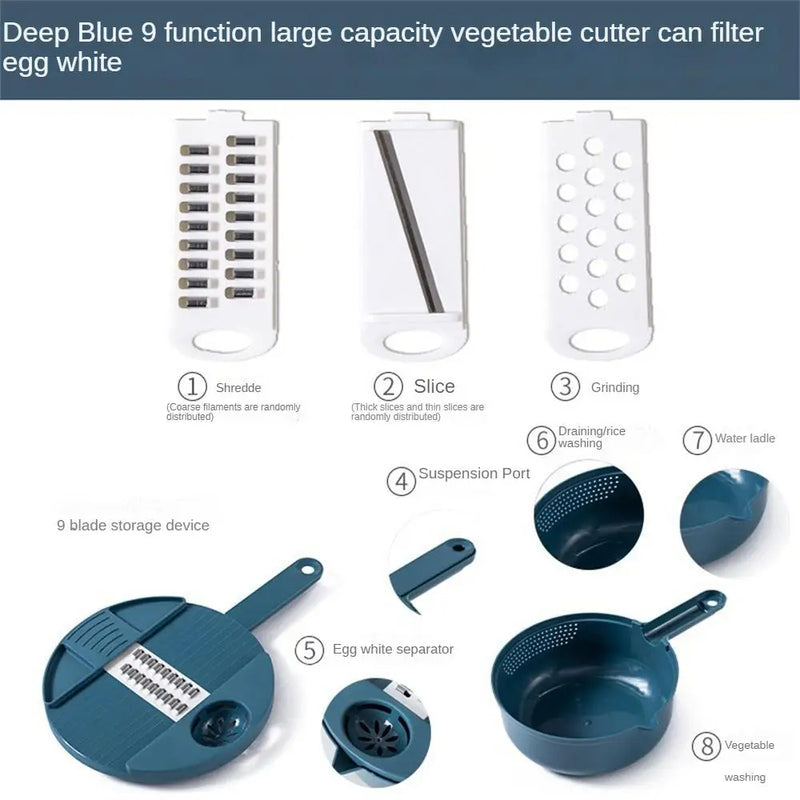Multi-Blade Vegetable Slicer with Container - 5-in-1 Mandoline Grater Set
