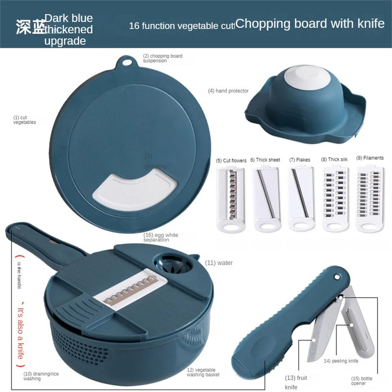 Multi-Blade Vegetable Slicer with Container - 5-in-1 Mandoline Grater Set