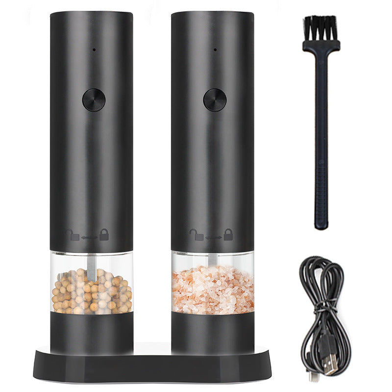 Electric Salt and Pepper Grinder Set - Rechargeable with Charging Base